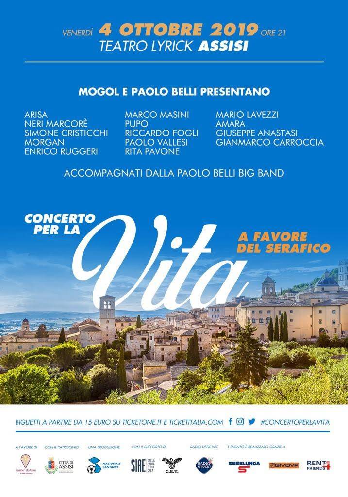 #ConcertoPerLaVita, 4 ottobre 2019 al Teatro Lyrick di Assisi