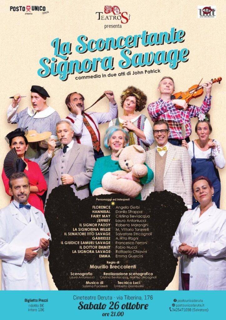Teatro a Deruta, il 26 ottobre va in scena "La Sconcertante Signora Savage"