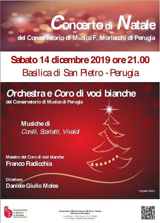 locandina del Concerto di Natale con Orchestra e Coro di voci bianche 2019 a Perugia