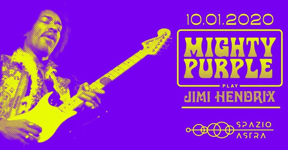 locandina Mighty Purple play Jimi Hendrix allo spazio Astra